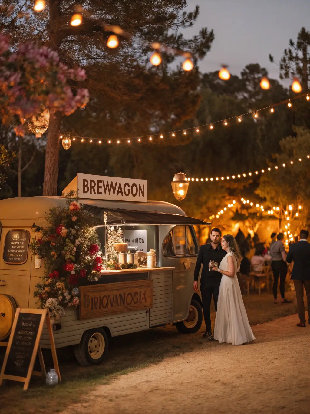 A visually appealing image of the Coffee Bike Marburg at a wedding, serving coffee to guests in a celebratory setting.